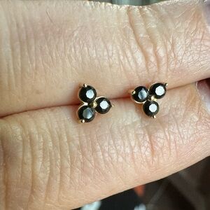 Rachel Lynn by Corri Lynn 14k Yellow Gold and Black Spinel Earrings.